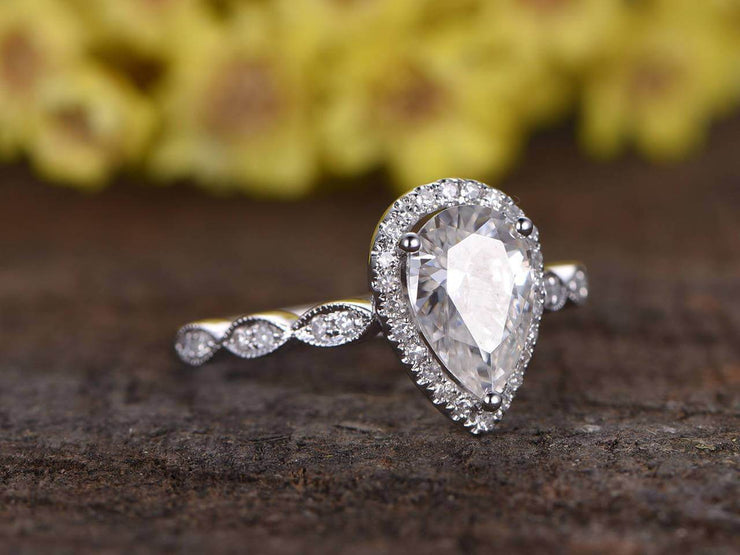 Classic 1.25 Carat Moissanite and Diamond Engagement Ring 