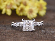 Vintage Design 1.25 Ct Moissanite and Diamond Engagement Ring 
