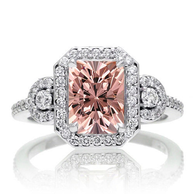 9x7mm-oval-morganite-diamond-split-shank-engagement-ring-14k-rose-gold -anniversary-rings-for-women-gemstone-rings-pink-morganite-jewelry -  Malloves Jewelers