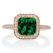 1.5 Carat Bestselling Princess Halo Bridal Set with Emerald and Moissanite Diamond on 10k White Gold