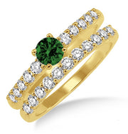 1.5 Carat Emerald Elegant Bridal Set on 10k Yellow Gold