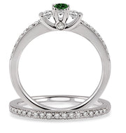 1.5 Carat EmeraldThree Stone Bridal Set on 10k White Gold