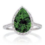 2.5 Carat Pear Cut Emerald Halo Desiger Engagement for Woman on 10k White Gold
