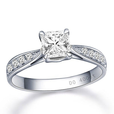 Vintage Moissanite Wedding Ring 1.50 Carat Princess Cut Moissanite on 10k White Gold