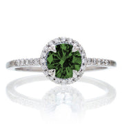 1.5 Carat Round Cut Emerald Halo Classic Moissanite Diamond Engagement Ring on 10k White Gold