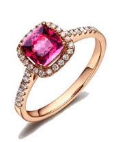 1.50 Carat Cushion cut Ruby and Moissanite Diamond Engagement Ring Rose Gold