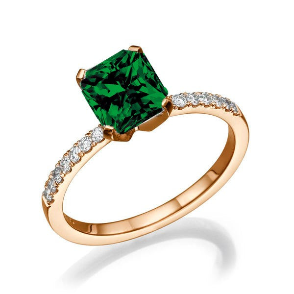 1.50 carat Emerald Cut Emerald Engagement Ring in 10k Rose Gold