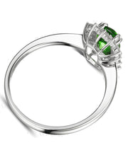 1.50 Carat perfect Emerald and Moissanite Diamond Halo Engagement Ring for Women in White Gold