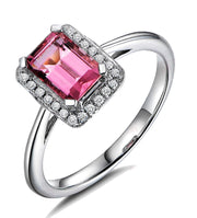 .50 Carat Ruby and Moissanite Diamond Halo Engagement Ring in White Gold