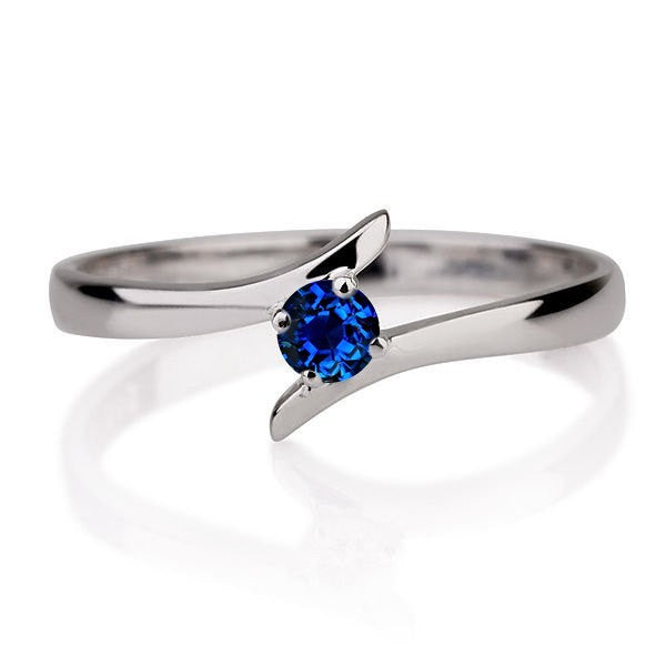 .50 carat Round Cut Sapphire Solitaire Engagement Ring in 10k White Gold