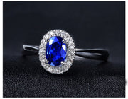 1.50 Carat Sapphire Halo Engagement Ring in White Gold for Her