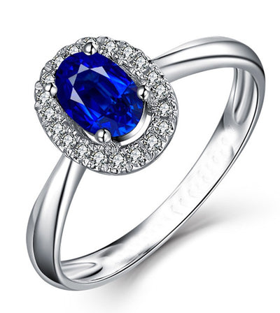 1.50 Carat Sapphire Halo Engagement Ring in White Gold for Her