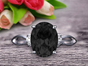 Oval Shape Gemstone Promise Ring 1.25 Carat Black Diamond Moissanite Engagement Ring Anniversary Gift On 10k Rose Gold Art Deco
