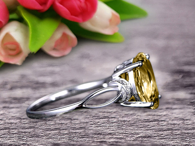 Oval Shape Gemstone Promise Ring 1.25 Carat Champagne Diamond Moissanite Engagement Ring Anniversary Gift On 10k Rose Gold Art Deco