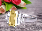 Emerald Cut 1.25 Carat Champagne Diamond Moissanite Engagement Ring Anniversary Gift in 10k White Gold