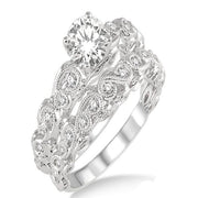 1.00 Carat Infinity Antique Bridal set in round cut diamond moissanite in 10k white gold