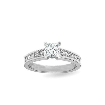 Moissanite Engagement ring 1.50 Princess Cut Moissanite Diamond Ring on 10k White Gold