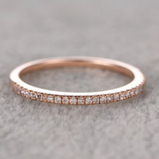0.25 ct Solid Semi Eternity Rose Gold Wedding Band with Real Diamonds
