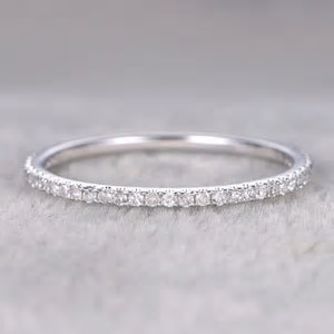 0.25 ct Solid Semi Eternity White Gold Wedding Band with Real Diamonds