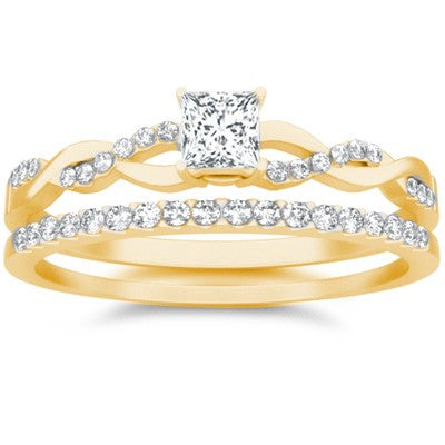 1.50 Carat Diamond Moissanite Wedding Set Engagement Ring on 10k White Gold