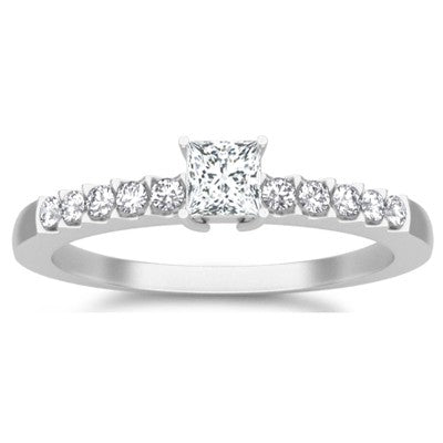 Classic Moissanite Bridal Set Engagement Ring 1.25 Carat on 10k White Gold