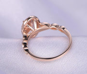 Antique Design 1.25 Carat Peach Pink Morganite Engagement Ring with Diamonds in 10k Rose Gold