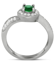 Antique Designer 1 Carat Emerald and Moissanite Diamond Engagement Ring for Her in White Gold