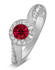 Antique Designer 1 Carat Red Ruby and Moissanite Diamond Engagement Ring for Her in White Gold