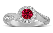 Antique Designer 1 Carat Red Ruby and Moissanite Diamond Engagement Ring for Her in White Gold