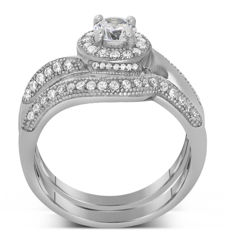 Designer 2.50 Carat Round Diamond and Moissanite Bridal Ring Set 