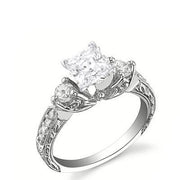 Antique Affordable Engagement Ring 1.50 Carat Princess Cut Moissanite Diamond on 18k Rose Gold Plating