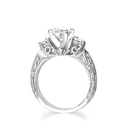 Antique Affordable Engagement Ring 1.50 Carat Princess Cut Moissanite Diamond on Gold
