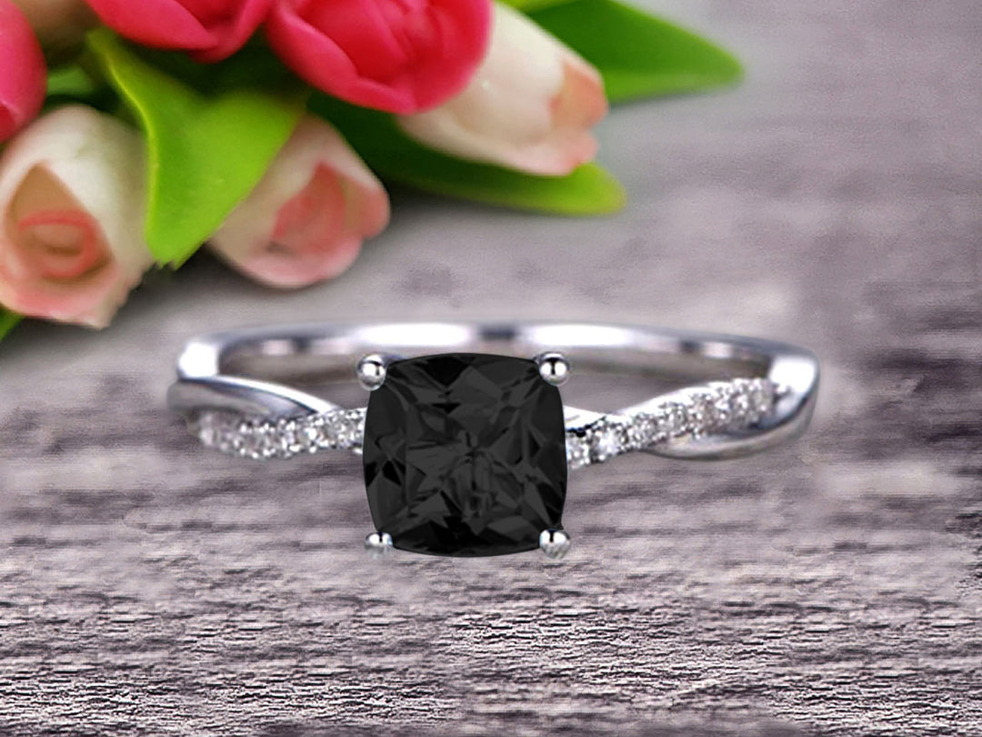 3.25 Carat Black Pear Moissanite Solitaire Ring - Engagement & Wedding Ring, Brilliant Diamond Alternative