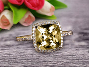  1.50 Carat Cushion Cut Champagne Diamond Moissanite Diamond Engagement Ring On 10k Champagne Diamond Moissanite Yellow Gold Ring