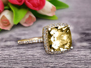  1.50 Carat Cushion Cut Champagne Diamond Moissanite Diamond Engagement Ring On 10k Champagne Diamond Moissanite Yellow Gold Ring