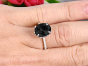 1.50 Carat Oval Cut Black Diamond Moissanite Engagement Ring on 10k Rose Gold