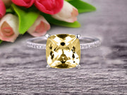 1.25 Carat Cushion Champagne Diamond Moissanite Engagement Ring on 10k White Gold