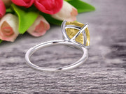 1.25 Carat Cushion Champagne Diamond Moissanite Engagement Ring on 10k White Gold