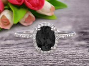 1.50 Carat Oval Cut Black Diamond Moissanite Engagement Ring Wedding Anniversary Gift On 10k White Gold