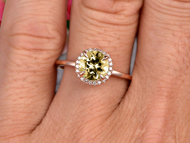 1.25 Carat Round Cut Champagne Diamond Moissanite Engagement Ring On 10k Rose Gold Halo Antique Design