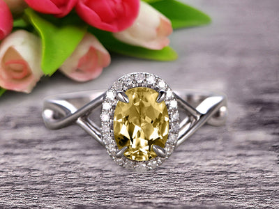 Oval Cut 1.25 Carat Champagne Diamond Moissanite Engagement Ring Anniversary Gift On 10k White Gold Art Deco 