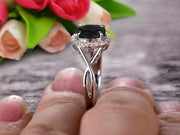 Oval Cut 1.25 Carat Black Diamond Moissanite Engagement Ring Anniversary Gift On 10k White Gold Art Deco 