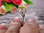 Oval Cut 1.25 Carat Champagne Diamond Moissanite Engagement Ring Anniversary Gift On 10k White Gold Art Deco 