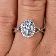 Oval Cut 1.25 Carat Aquamarine Engagement Ring Anniversary Gift On 10k White Gold Art Deco 