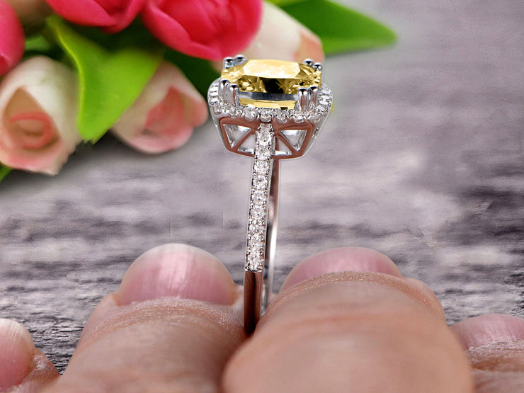 Cushion Cut 1.50 Carat Champagne Diamond Moissanite Engagement Ring Anniversary Gift 10k Rose Gold Halo Design