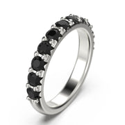 Wedding Ring 0.88 Ct Black Diamond Moissanite 18K Gold Over Silver Wedding Band
