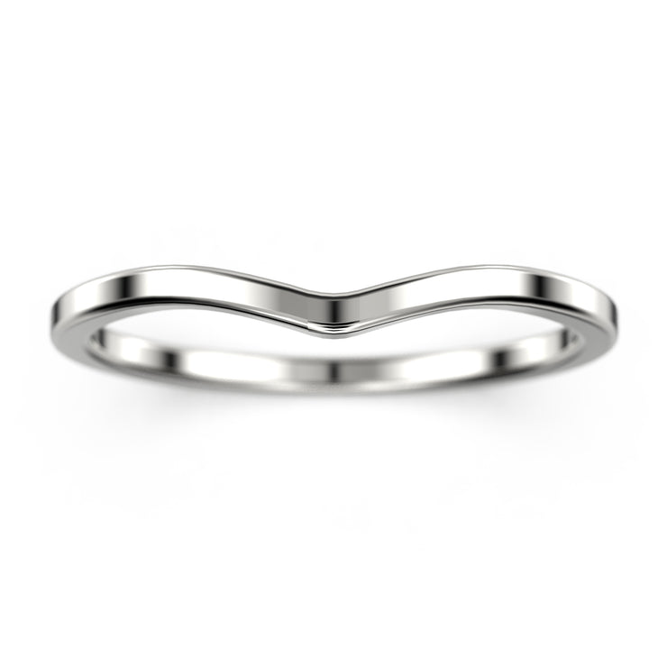 Wedding Band 18K Gold Over Silver Curved Chevron Shape