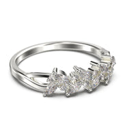 Wedding Ring 0.40 ct Alternating Marquise And Round Moissanite Diamond 18K Gold Over Silver Wedding Band