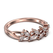 Wedding Ring 0.40 Ct Alternating Marquise And Round Moissanite Diamond 10K/14K/18K Solid Gold Wedding Band