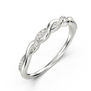 Minimalist 0.22 ct 1mm round cut 18K gold plating over silver twisted vine diamond moissanite ring